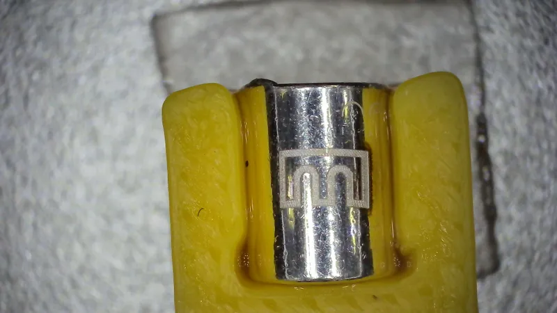 Monogramme Manine gravé sur une férule avec argenture